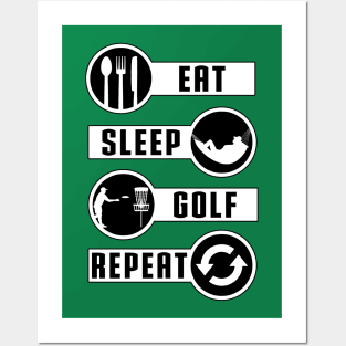 Eat Sleep Golf Repeat by Basement Mastermind T-Shirt Posters and Art